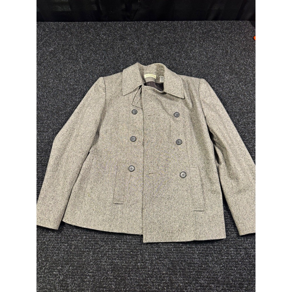 Ann Taylor Petites Wool Blend Peacoat Womens 12P Gray Double Breasted Jacket